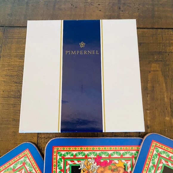 Pimpernel Coasters Holiday Christmas Bear in Stocking Set of 6 - Picture 3 of 5